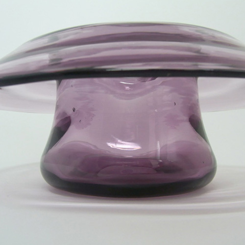 Thomas Webb Amethyst Glass 'Venetian Ripple' Posy Bowl - Marked - Click Image to Close