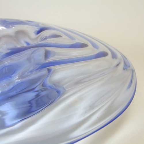 (image for) Thomas Webb Blue Glass 'Venetian Ripple' Vase - Marked - Click Image to Close
