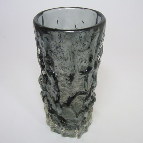 Whitefriars #9689 Baxter Pewter Glass 6" Textured Bark Vase - Click Image to Close