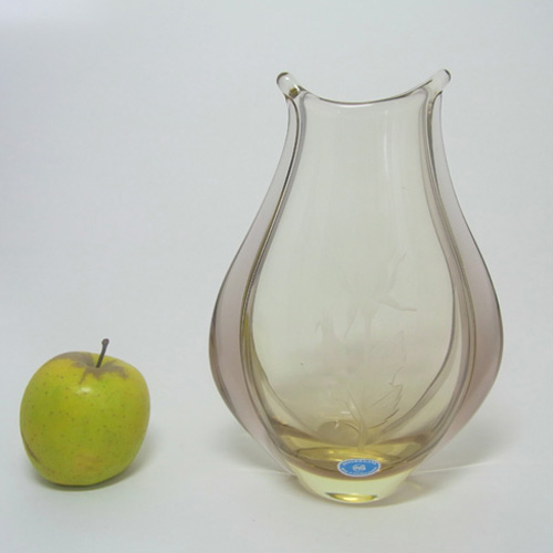 Zelezny Brod Sklo Czech Citrine Glass Vase - Labelled - Click Image to Close
