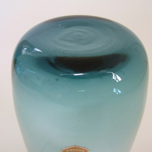 Afors 1960's/70's Swedish Blue Glass Vase - Labelled - Click Image to Close