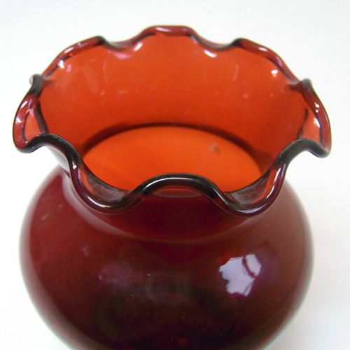 (image for) Anchor Hocking American Ruby Red Glass Vase - Marked - Click Image to Close