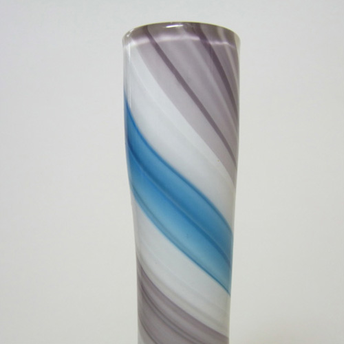 (image for) Japanese Purple, Blue & White Vintage Glass Bud Vase - Click Image to Close