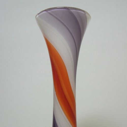 (image for) Japanese Purple, Red & White Vintage Glass Bud Vase - Click Image to Close