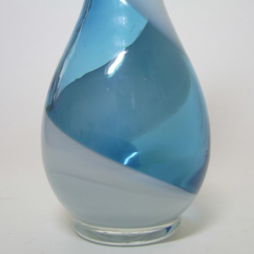 Japanese Blue & White Vintage Glass Bud Vase - Click Image to Close