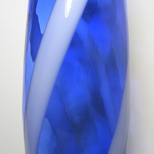 Cristalleria Artistica Toscana / Alrose Empoli Blue & White Glass Vase - Click Image to Close