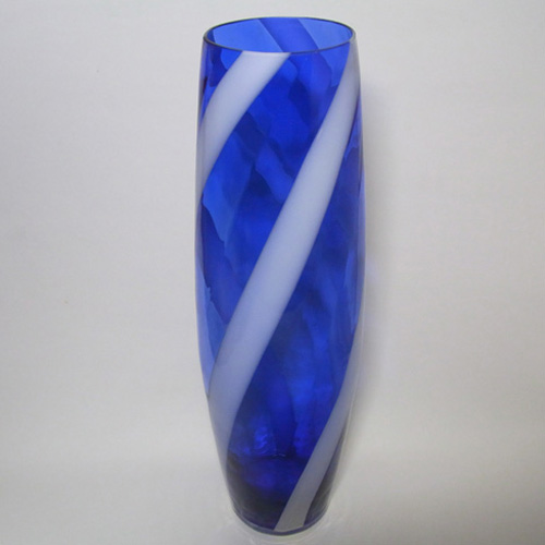 Cristalleria Artistica Toscana / Alrose Empoli Blue & White Glass Vase - Click Image to Close