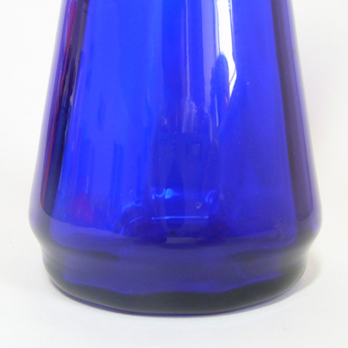 (image for) Scandinavian/Swedish? 1960's Blue Glass Ribbed Vase - Click Image to Close