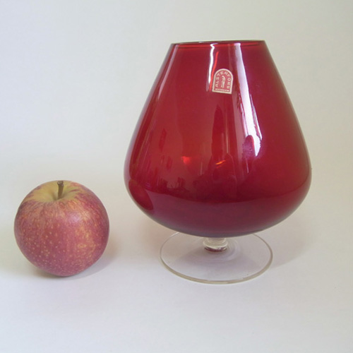 (image for) Alsterfors Swedish Red Vase/Brandy Glass - Labelled - Click Image to Close