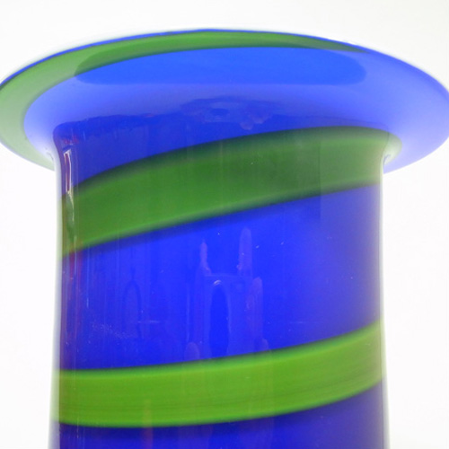 Alsterfors #S5122 Blue & Green Glass Vase Signed "P. Ström 69" - Click Image to Close