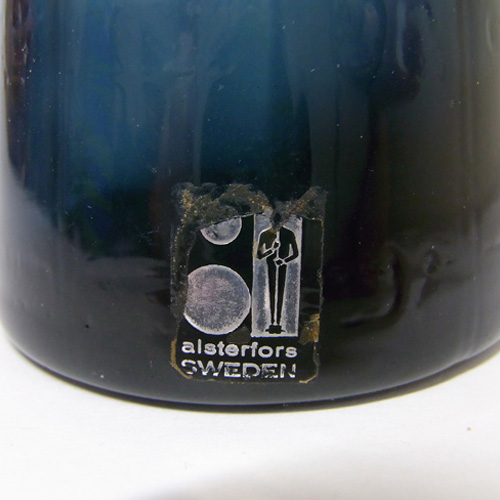 (image for) Alsterfors #AV422 Swedish / Scandinavian Blue Glass Vase - Labelled - Click Image to Close