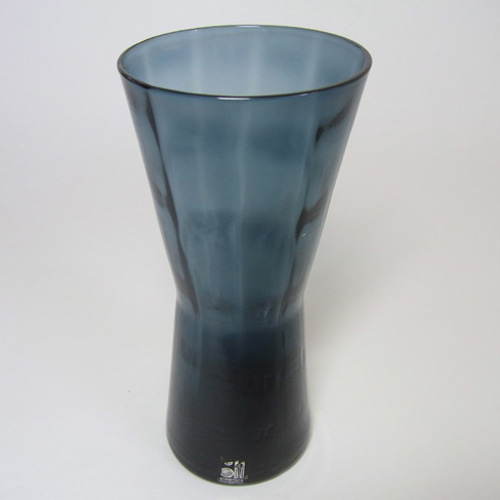 Alsterfors #AV422 Swedish / Scandinavian Blue Glass Vase - Labelled - Click Image to Close
