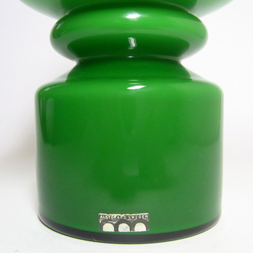 (image for) Alsterbro Green Cased Glass Hooped Vase by Gunnar Ander - Labelled - Click Image to Close