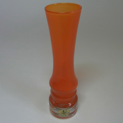 (image for) Sea Glasbruk 1970's Swedish Orange Glass Vase - Label - Click Image to Close