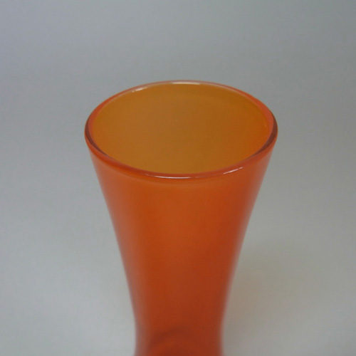 Sea Glasbruk 1970's Swedish Orange Glass Vase - Label - Click Image to Close