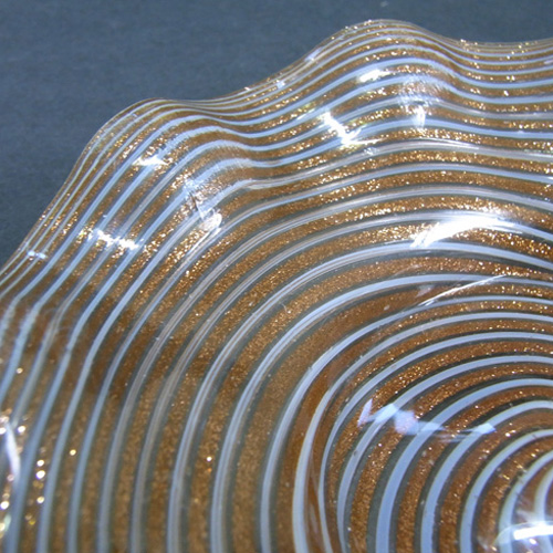(image for) Salviati White Filigree & Copper Aventurine Glass Plate - Click Image to Close