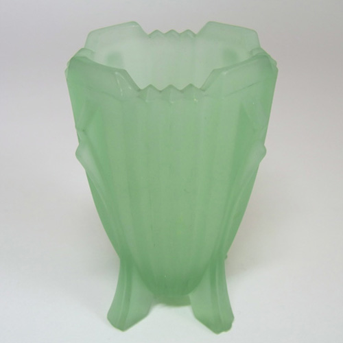 (image for) Bagley #3057 Art Deco 3.75" Uranium Green Glass 'Bedford' Vase - Click Image to Close
