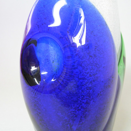Beránek #7609 Czech Blue & Green Glass Vase by Frantisek Spinar - Click Image to Close