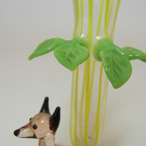 (image for) Vintage Yellow & Pink Lampworked Glass Fox Vase - Click Image to Close