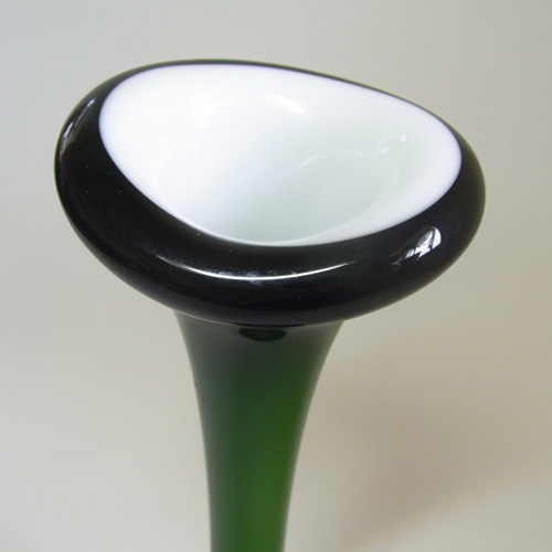 (image for) Scandinavian Style Green + White Glass Jack In The Pulpit / Bone Vase - Click Image to Close