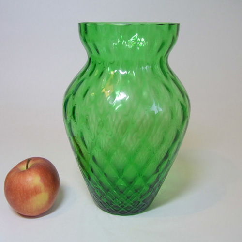 Borske Sklo 1950's Green Glass Optical 'Caro' Vase - Click Image to Close