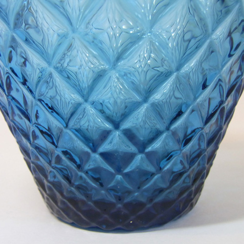 (image for) Borske Sklo 6" Blue Glass Optical 'Caro' Vase - Click Image to Close
