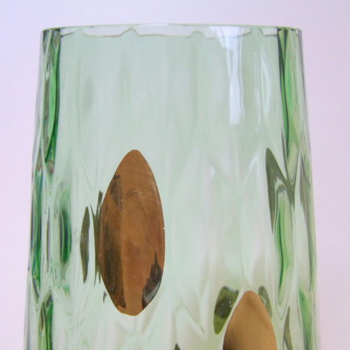 (image for) Borske Sklo 1950's Green Glass Optical 'Honeycomb' Vase - Click Image to Close