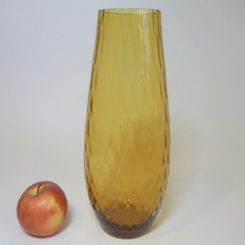 Borske Sklo 1950's Amber Glass Optical 'Caro' Vase - Click Image to Close