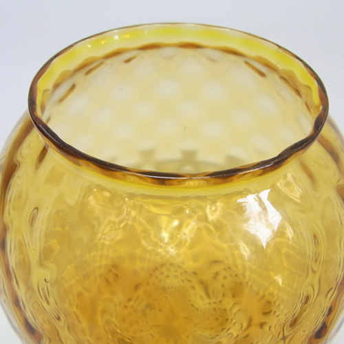 Borske Sklo 1950s Amber Glass Optical Ball Pattern Vase - Click Image to Close