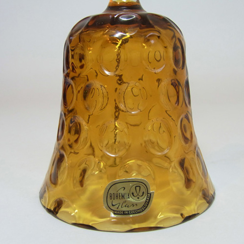 (image for) Borske Sklo 1950's Amber Glass Optical 'Olives' Bell - Click Image to Close
