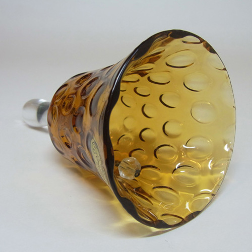 Borske Sklo 1950's Amber Glass Optical 'Olives' Bell - Click Image to Close