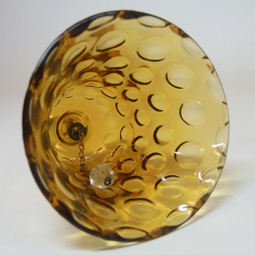 (image for) Borske Sklo 1950's Amber Glass Optical 'Olives' Bell - Click Image to Close