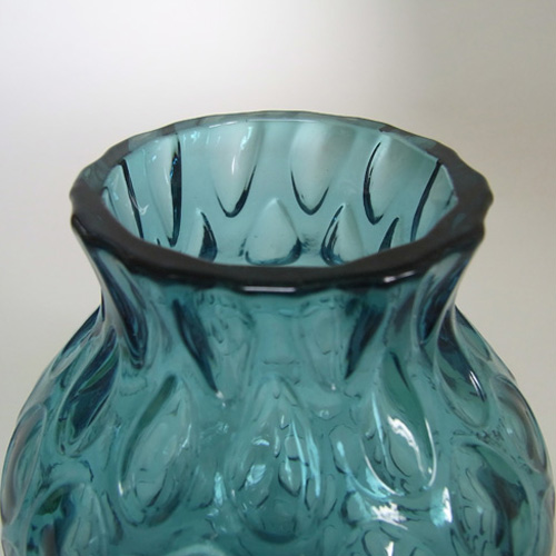 Borske Sklo 1950's Blue Glass Optical 'Olives' Vase - Click Image to Close