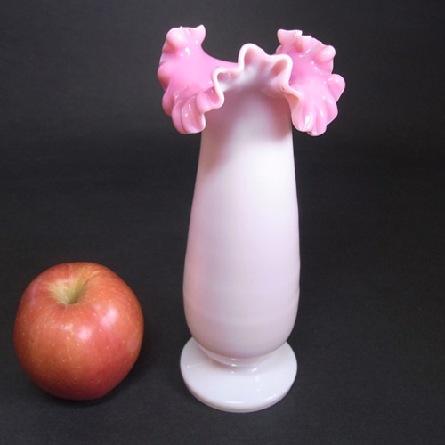 (image for) Victorian Opaque Custard Glass Pink & Ivory Cased Vase - Click Image to Close