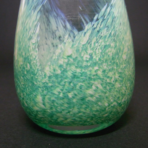 Caithness British Green + White Speckled Glass Vase - Click Image to Close
