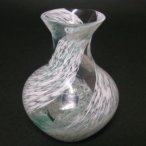 (image for) Caithness #4158 Turquoise & White Glass 'Rondo' Posy Vase - Click Image to Close