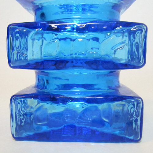 (image for) Carlo Moretti Textured Blue Murano Glass 'Hooped' Vase - Click Image to Close