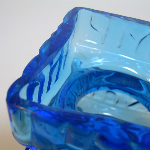 (image for) Carlo Moretti Textured Blue Murano Glass 'Hooped' Vase - Click Image to Close