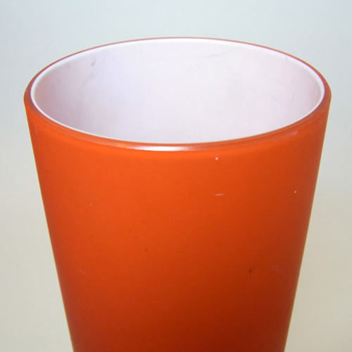 (image for) Carlo Moretti Satinato Orange Murano Glass Vase - Label - Click Image to Close