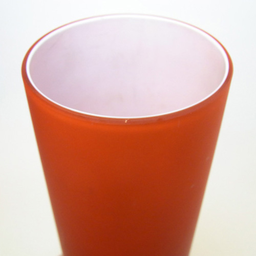 (image for) Carlo Moretti Satinato Orange Murano Glass Vase - Label - Click Image to Close