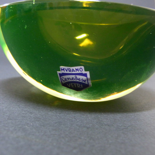 (image for) Cenedese Murano Labelled Uranium Green Glass Geode Bowl - Click Image to Close