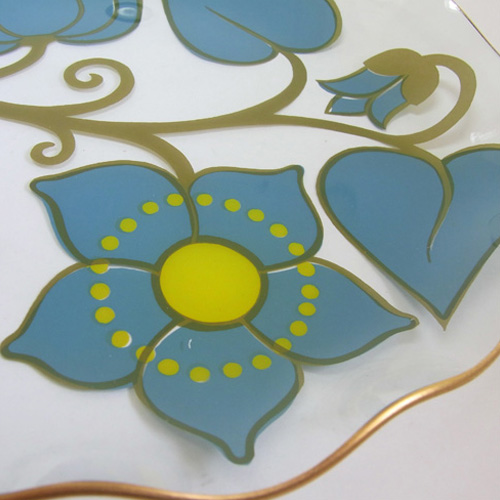 (image for) Chance Bros Turquoise Glass 'Lotus' Plate/Dish 1973 - Click Image to Close