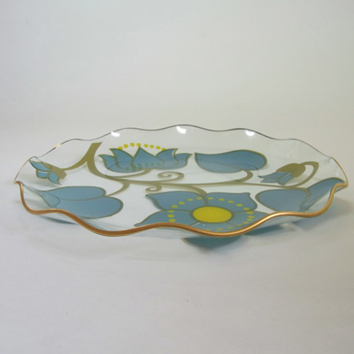 (image for) Chance Bros Turquoise Glass 'Lotus' Plate/Dish 1973 - Click Image to Close