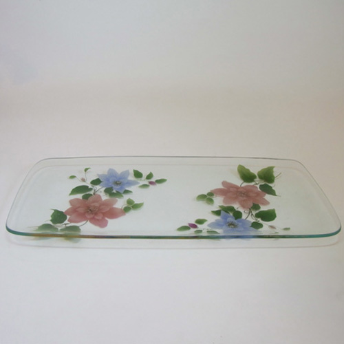 (image for) Chance Bros Pink/Blue Glass Clematis Plate/Dish 1971 - Click Image to Close