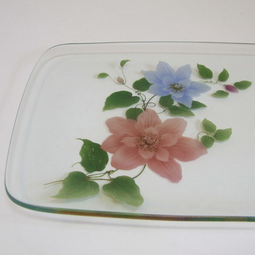 (image for) Chance Bros Pink/Blue Glass Clematis Plate/Dish 1971 - Click Image to Close