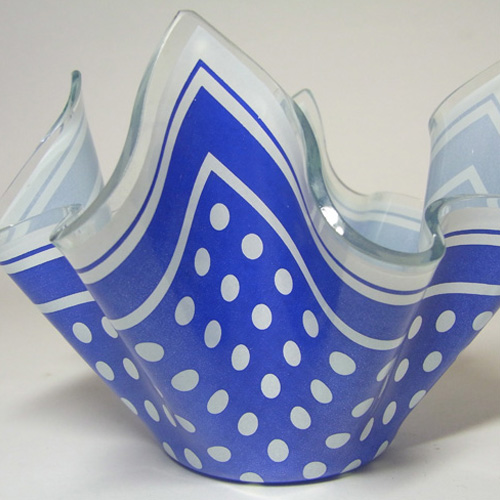 (image for) Chance Brothers Blue Glass 'Polka-dot' Handkerchief Vase - Click Image to Close