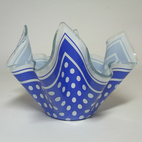 (image for) Chance Brothers Blue Glass 'Polka-dot' Handkerchief Vase - Click Image to Close