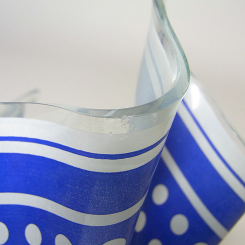 Chance Brothers Blue Glass 'Polka-dot' Handkerchief Vase - Click Image to Close