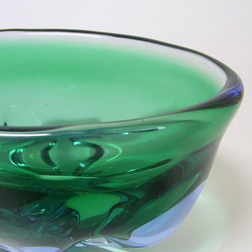 (image for) Chřibská #150/4/15 Czech Green & Blue Glass Bowl - Click Image to Close