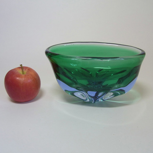 (image for) Chřibská #150/4/15 Czech Green & Blue Glass Bowl - Click Image to Close